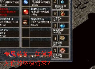 专属装备,如何成为你的终极追求? 专属装备,如何成为你的终极追求?